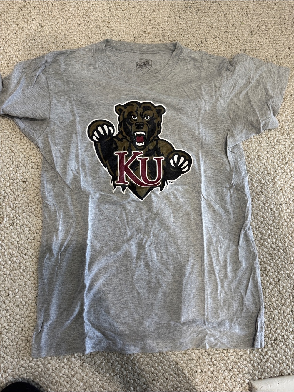 KU Bear Graphic Short Sleeve Tee - Gray Kutztown university